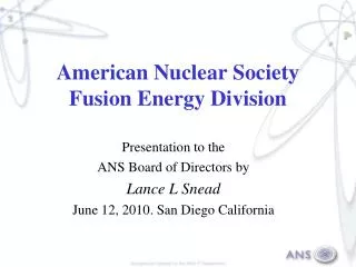 American Nuclear Society Fusion Energy Division