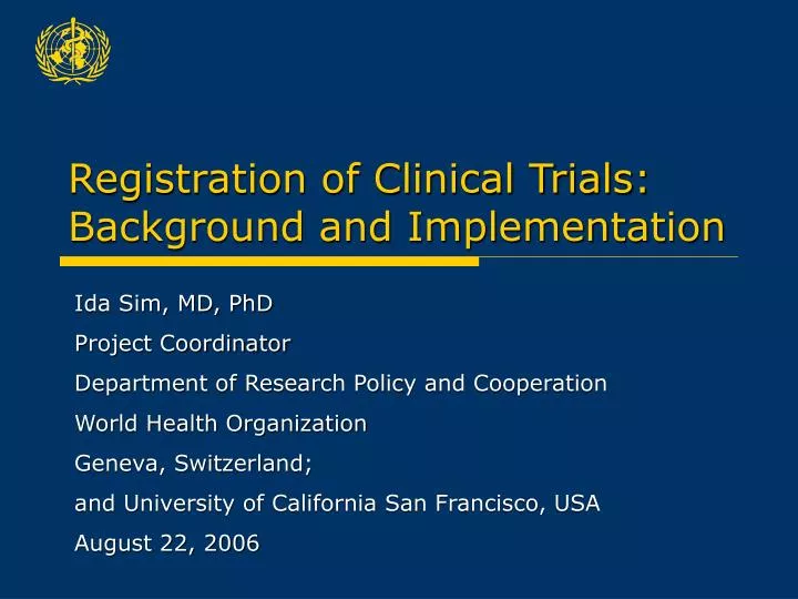 registration of clinical trials background and implementation