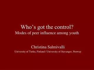 Who’s got the control? Modes of peer influence among youth