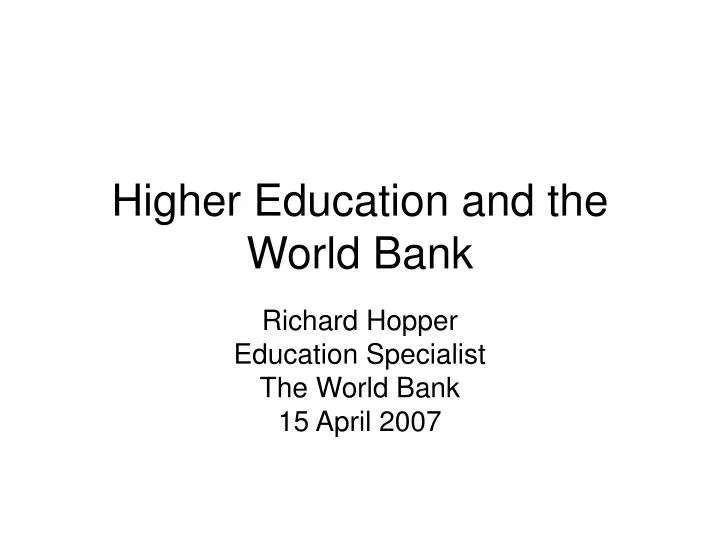 higher education and the world bank