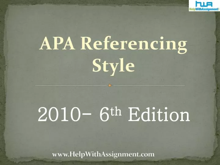apa referencing style 2010 6 th edition