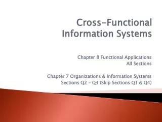 Cross-Functional Information Systems