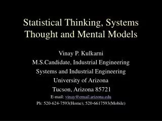 Statistical Thinking, Systems Thought and Mental Models
