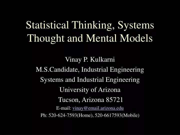 statistical thinking systems thought and mental models