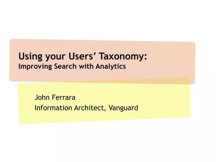 using your users taxonomy improving search with analytics