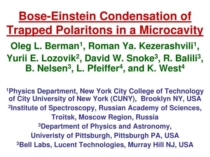 bose einstein condensation of trapped polaritons in a microcavity