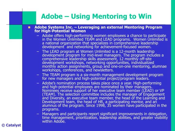 adobe using mentoring to win
