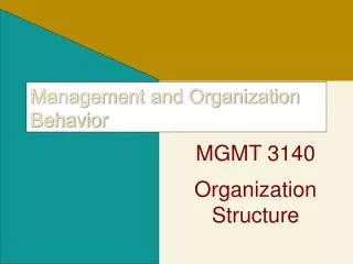 Management and Organization Behavior