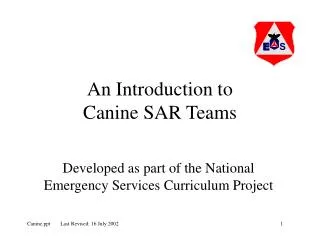An Introduction to Canine SAR Teams
