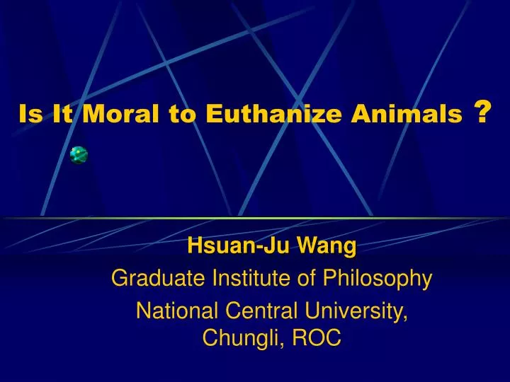 is it moral to euthanize animals