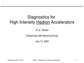 Diagnostics for High Intensity Hadron Accelerators