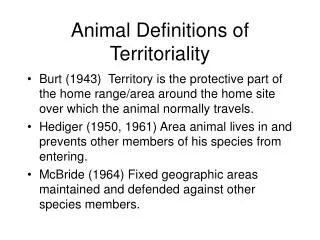 Animal Definitions of Territoriality