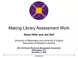 Making Library Assessment Work