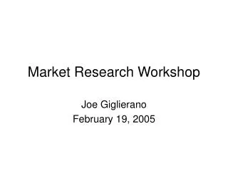 Market Research Workshop
