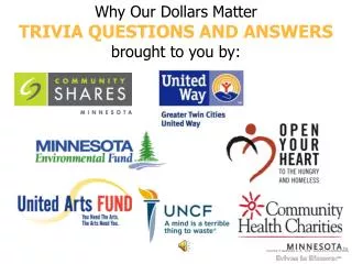Why Our Dollars Matter TRIVIA QUESTIONS AND ANSWERS brought to you by:
