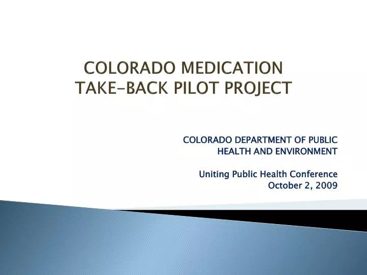 colorado medication take back pilot project