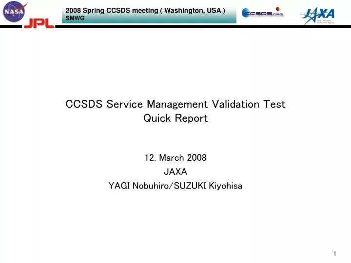 ccsds service management validation test quick report