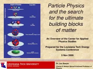 Particle Physics and the search for the ultimate building blocks of matter