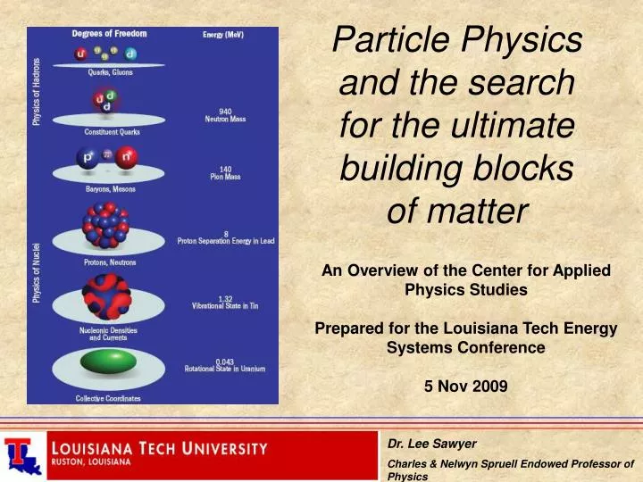 particle physics and the search for the ultimate building blocks of matter