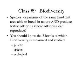Class #9 Biodiversity