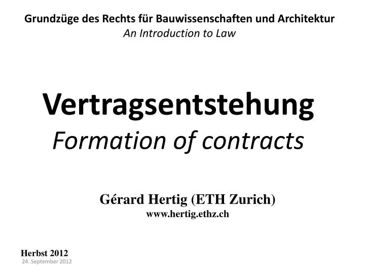vertragsentstehung formation of contracts