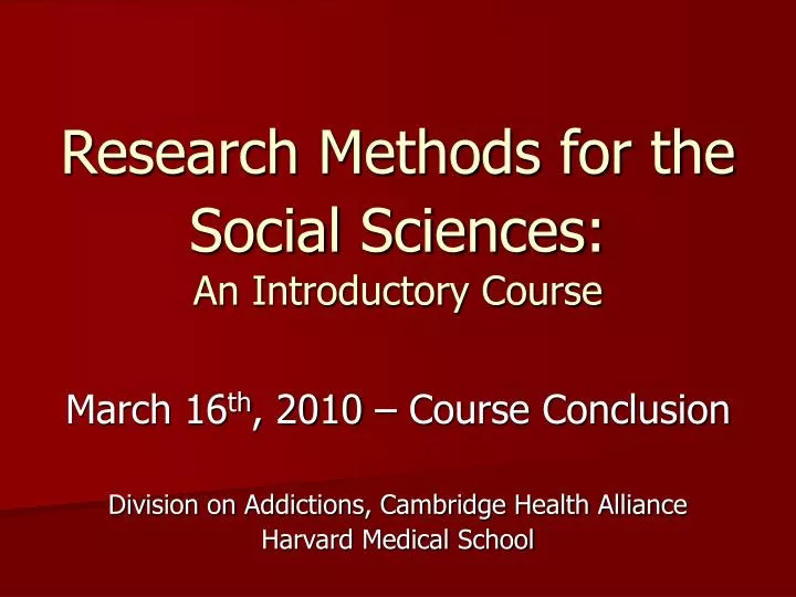 research methods for the social sciences an introductory course