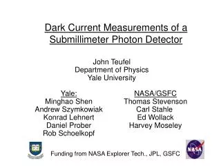 Dark Current Measurements of a Submillimeter Photon Detector