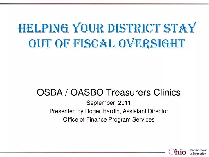 helping your district stay out of fiscal oversight