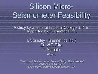 Silicon Micro-Seismometer Feasibility