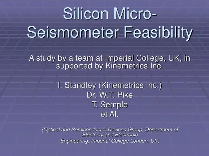 silicon micro seismometer feasibility