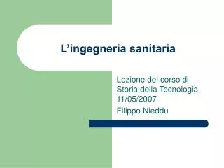 l ingegneria sanitaria