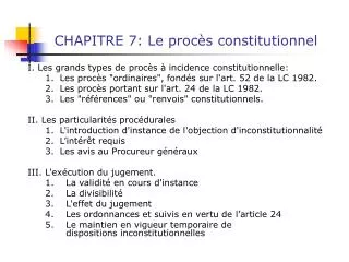CHAPITRE 7: Le procès constitutionnel