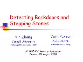 Detecting Backdoors and Stepping Stones
