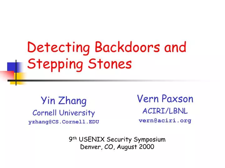 detecting backdoors and stepping stones