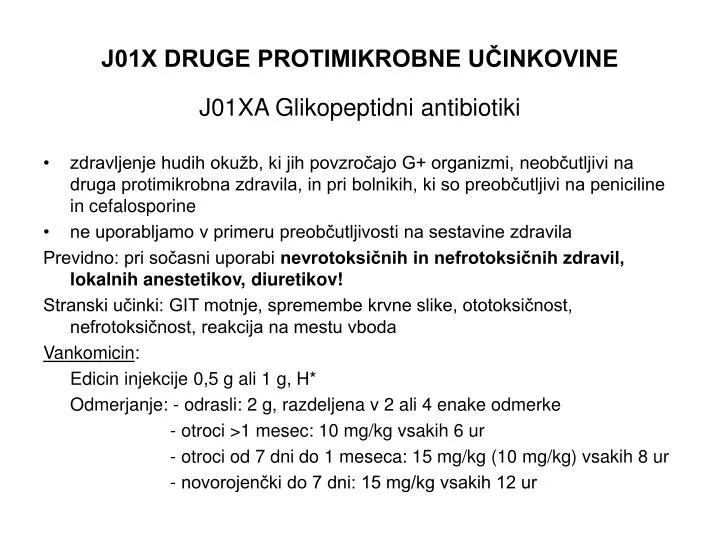 j01x druge protimikrobne u inkovine