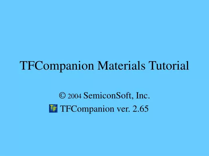 tfcompanion materials tutorial