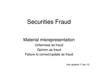 Securities Fraud