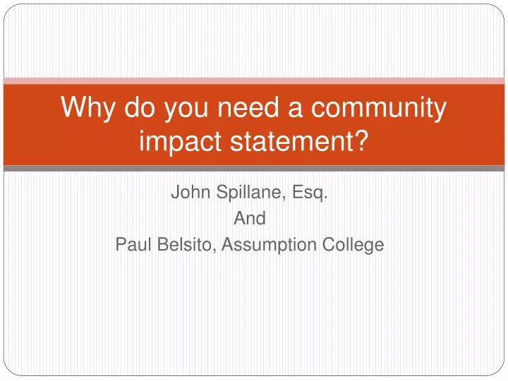 why do you need a community impact statement