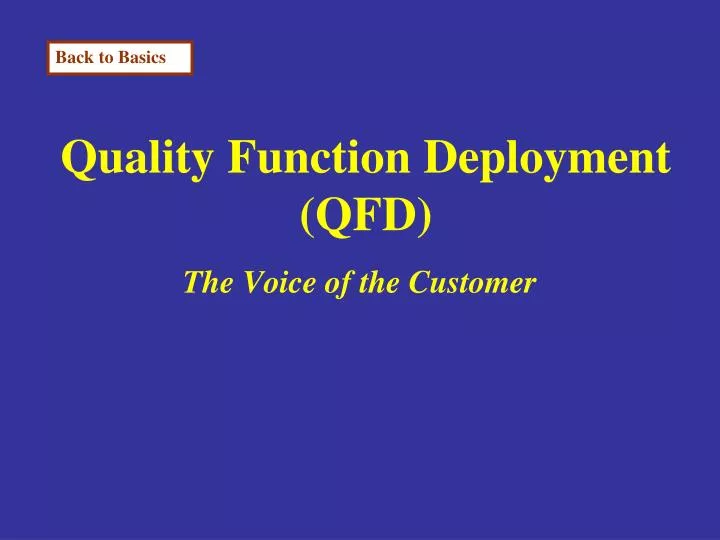 quality function deployment qfd