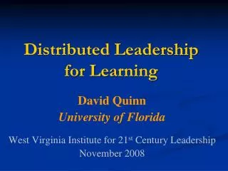 Distributed Leadership for Learning