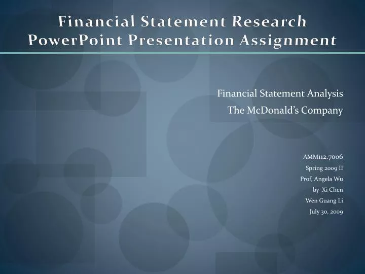 financial statement research powerpoint presentation assignment