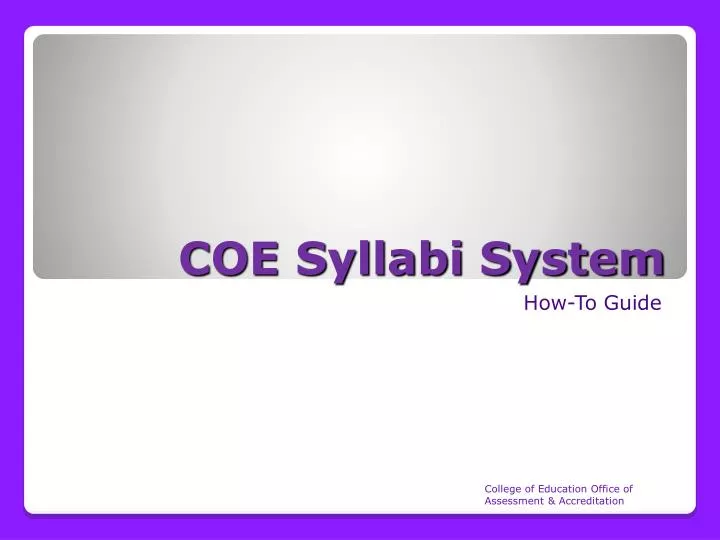 coe syllabi system