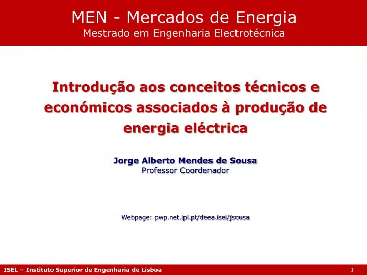 men mercados de energia mestrado em engenharia electrot cnica