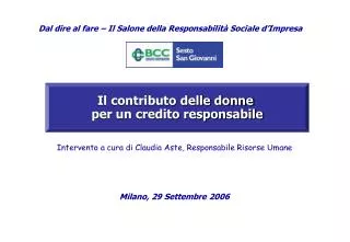 Il contributo delle donne per un credito responsabile