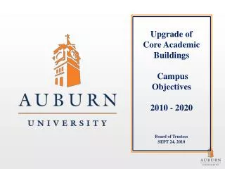 Upgrade of Core Academic Buildings Campus Objectives 2010 - 2020 Board of Trustees SEPT 24, 2010