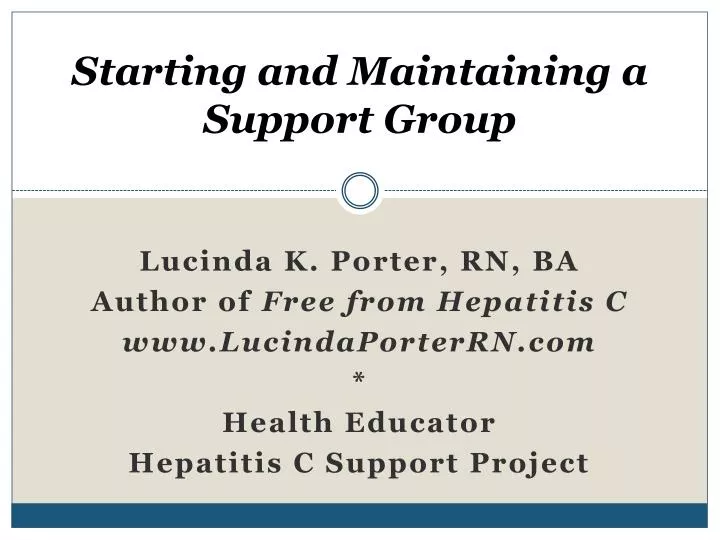 starting and maintaining a support group