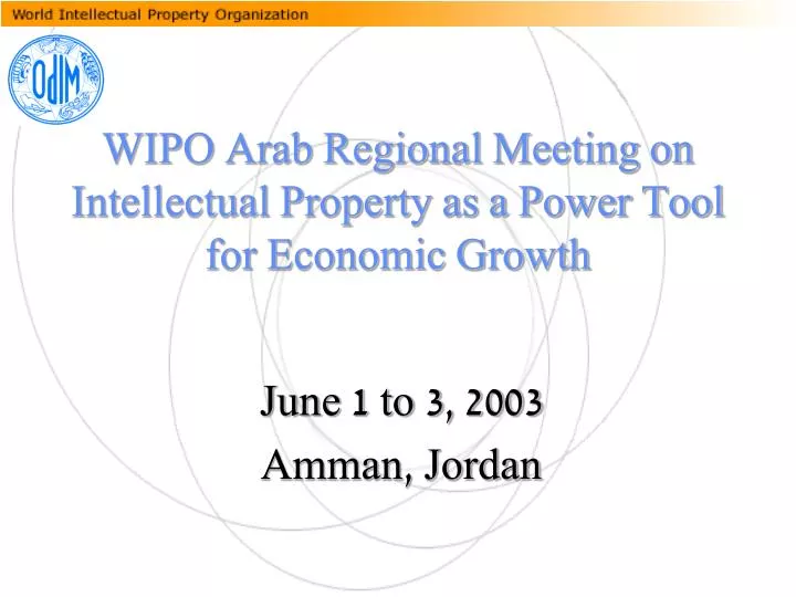 wipo arab regional meeting on intellectual property as a power tool for economic growth