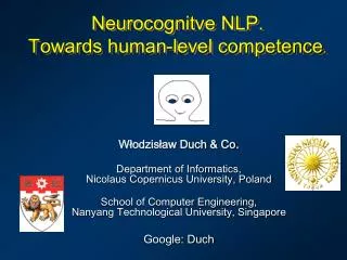 Neurocognitve NLP. Towards human-level competence .