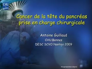 Cancer de la tête du pancréas prise en charge chirurgicale