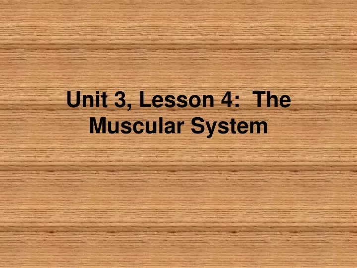 unit 3 lesson 4 the muscular system